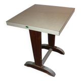 Bistro table in wood and yellow formica from the 30s/40s