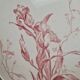 Large footed compote Gien model Iris with red floral decoration.