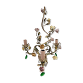 Luste metal painted decoration of flowers in earthenware