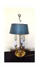 Three-light bouillotte lamp in gold metal, desk lamp.