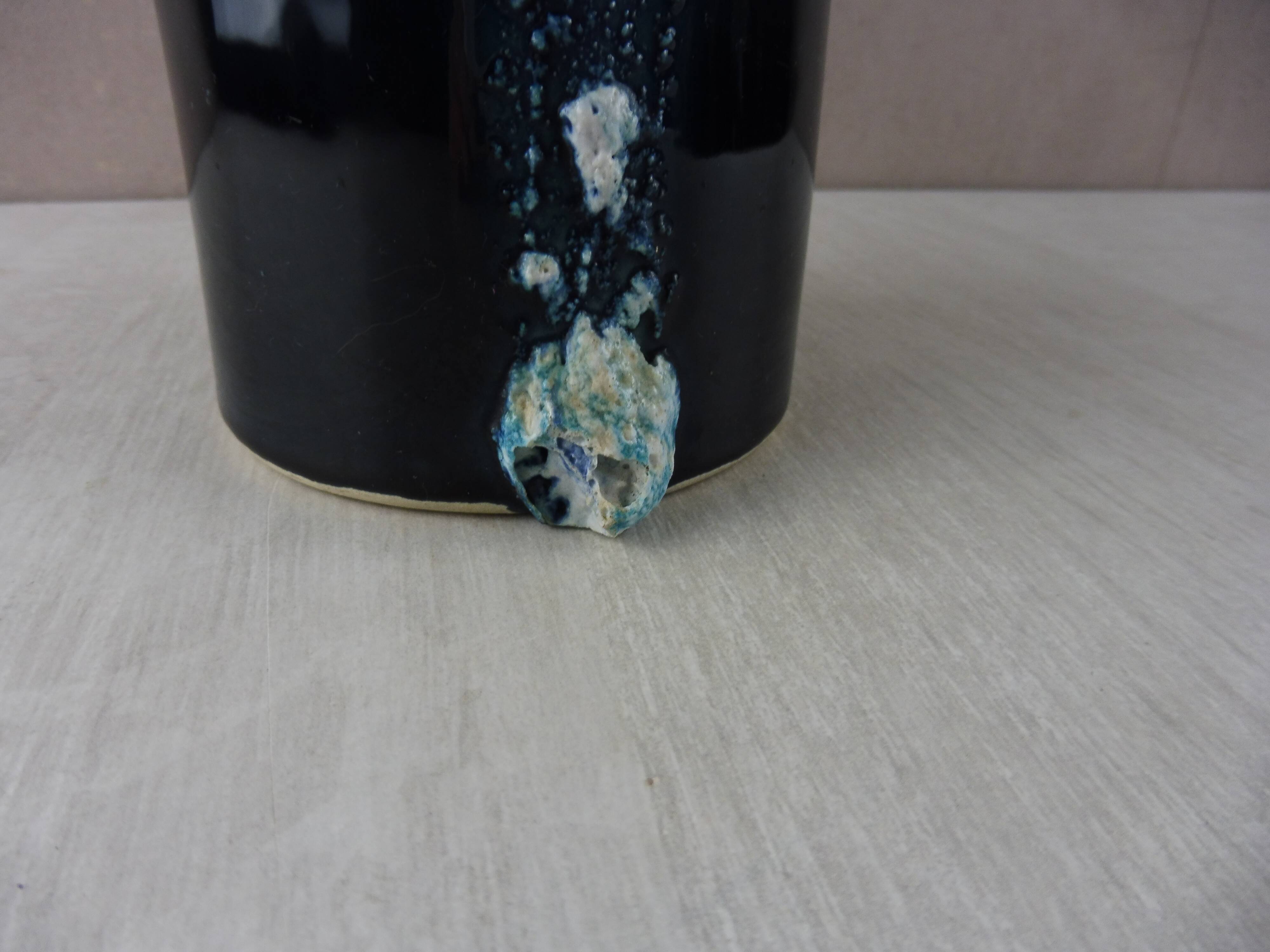 Old roll vase, sea foam, Fat Lava, Vallauris