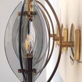 Smoked Glass and Brass Applique / Wall Light by Gino Paroldo