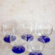 5 verres pied bleu style art déco