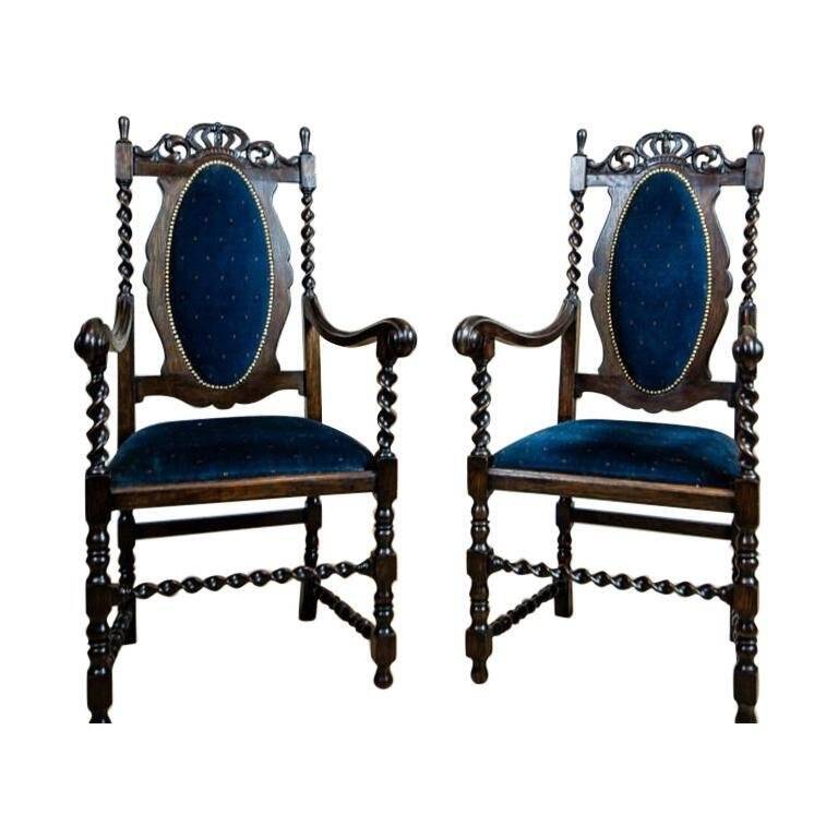 Antique Eclectic Carved Armchairs, 1890s
