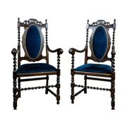 Antique Eclectic Carved Armchairs, 1890s