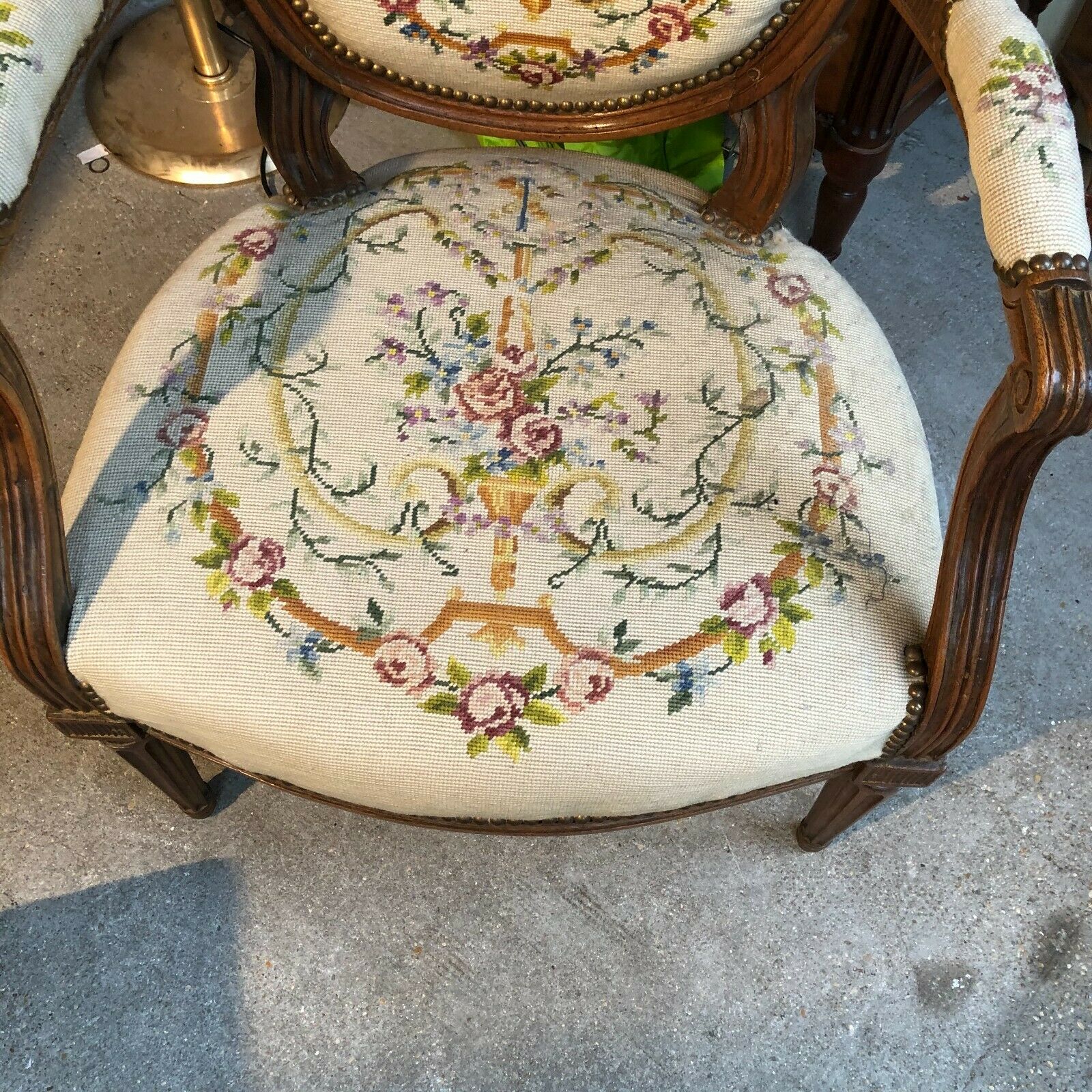 18th century Louis XVI medallion armchair covered with tapestry