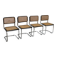 Suite de 4 chaises vintage modèle Cesca B32 en noir et chrome