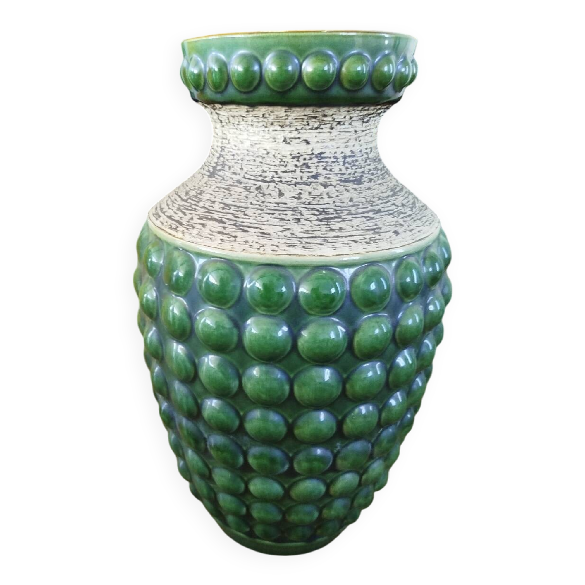 Grand vase allemand en faïence émaillée, Années 1950