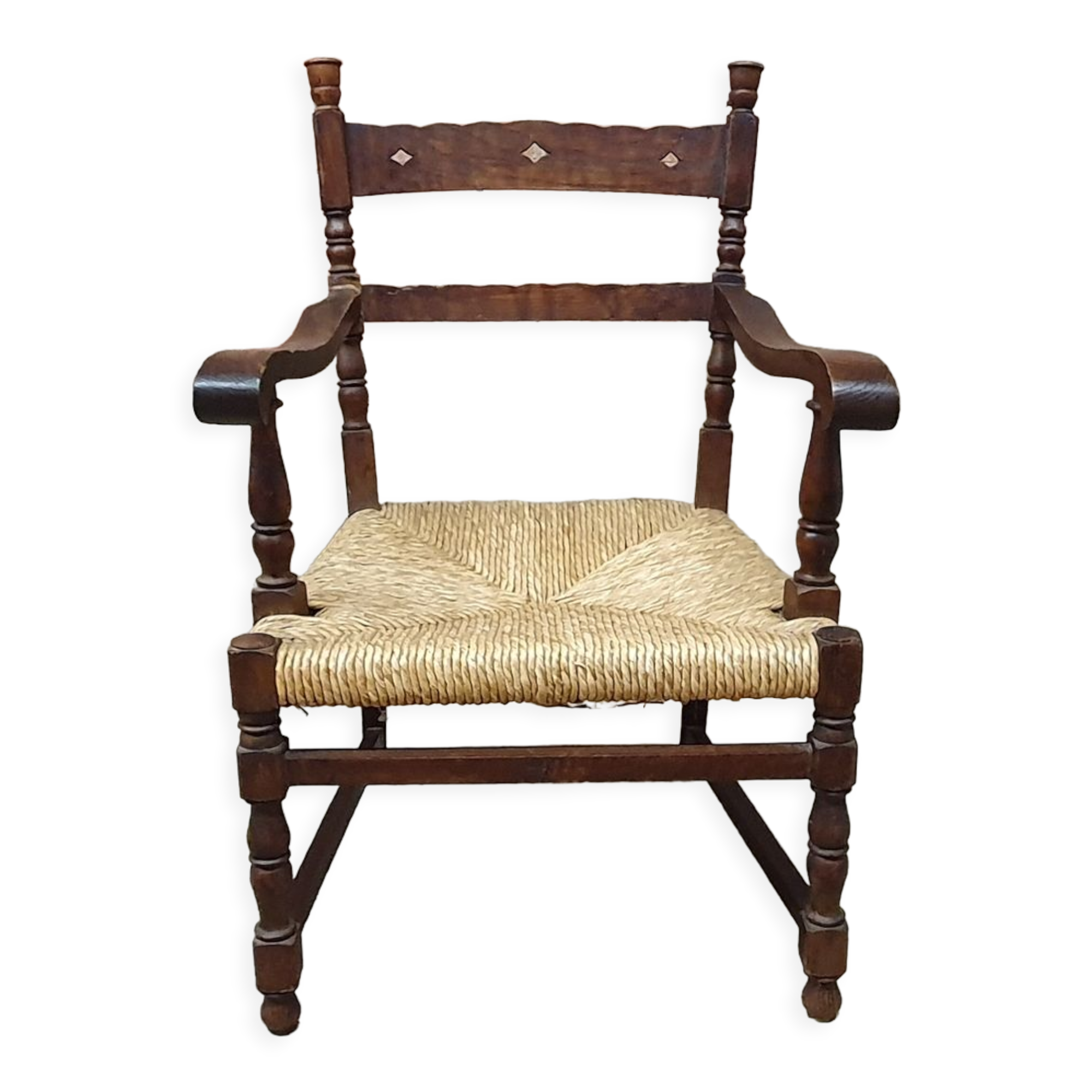Vintage armchair in ash and cane