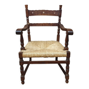 Fauteuil vintage en frêne et cannage