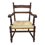 Vintage armchair in ash and cane