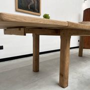 Large farm table from the 60s, in solid oak, with extensions
