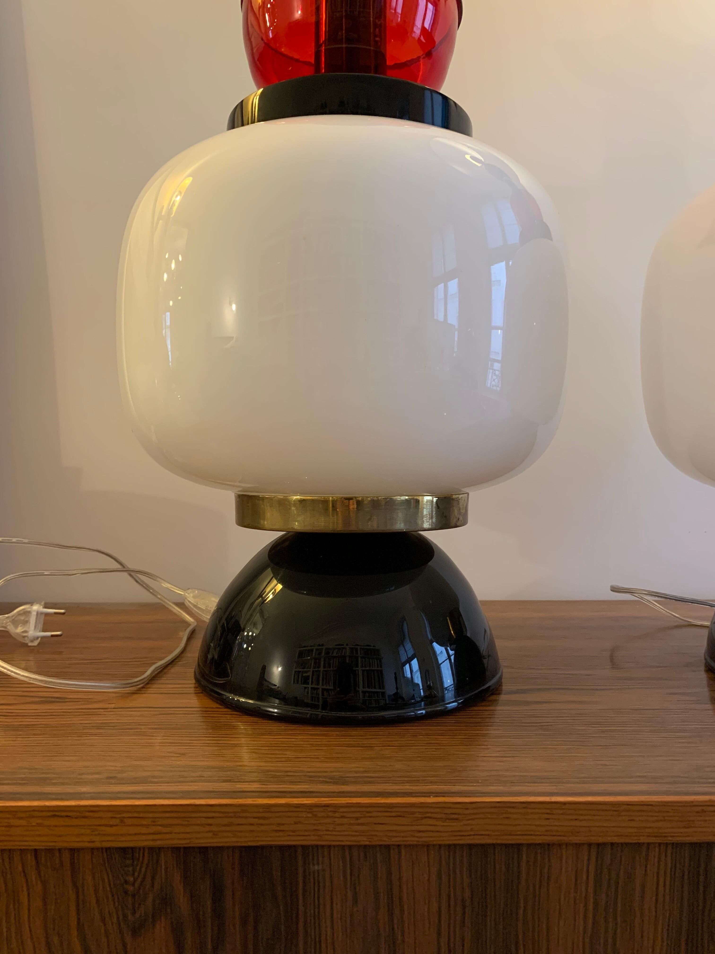 XXL table lamps in the style of Ettore Sottsass, made of Murano glass, Italy, 1970.