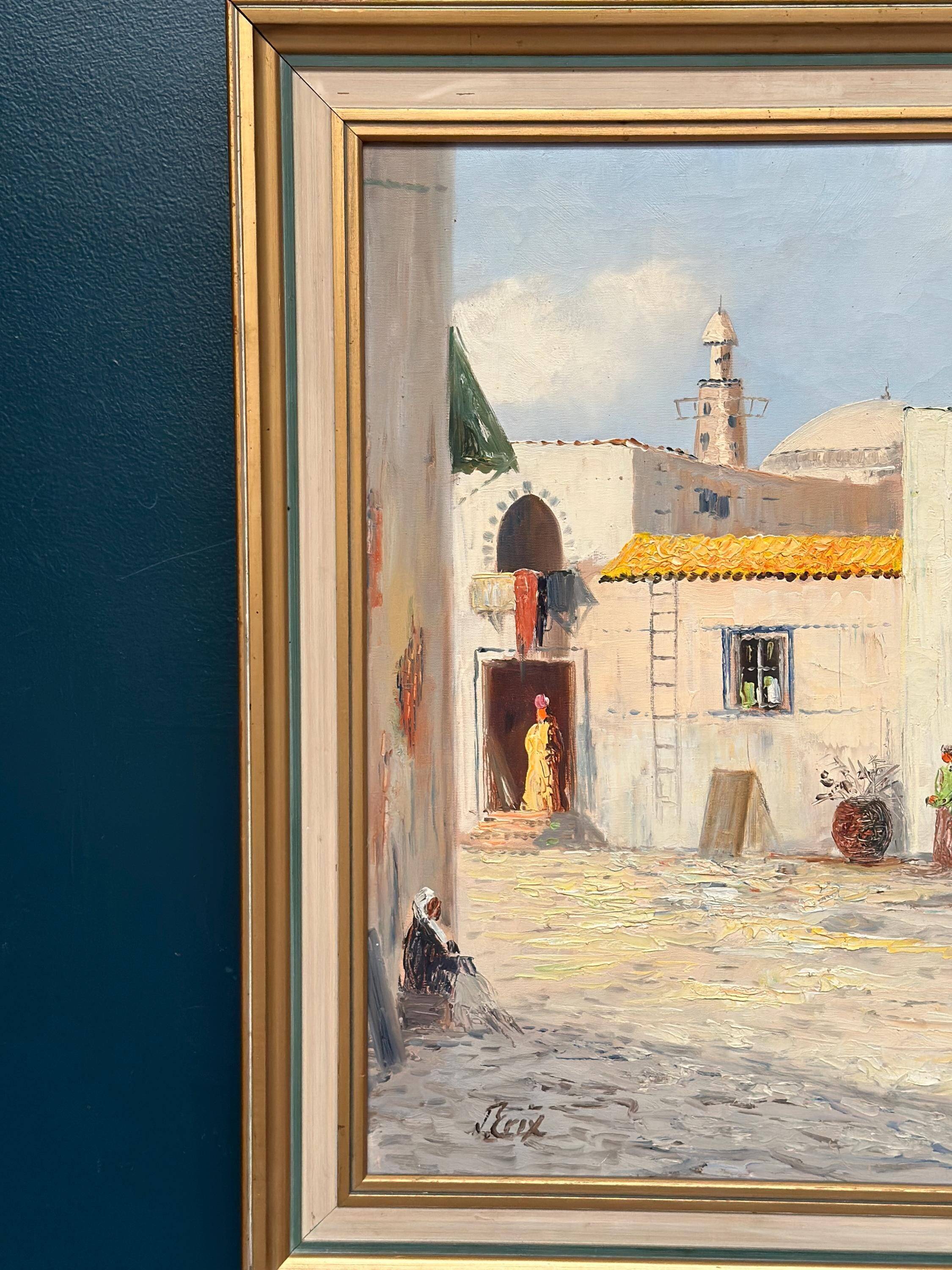 Swedish Oil on Canvas – “Southern Street” by J. Erix