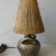 Sandstone lamp with natural fiber lampshade