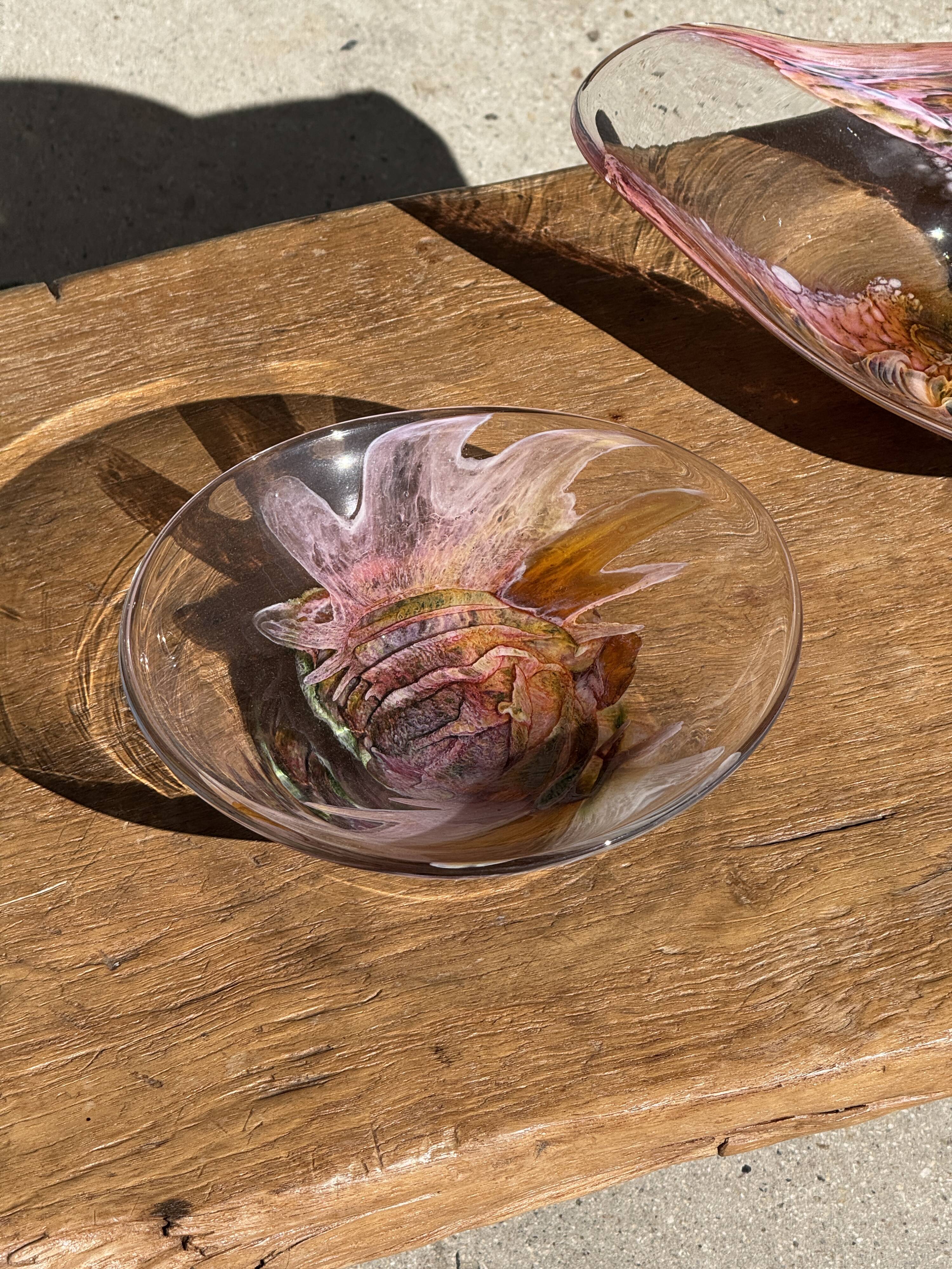 Contemporary pink blown glass bowl Carlos Vieira D21