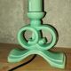 Pied de lampe en barbotine vert d’eau numéroté – annees 50