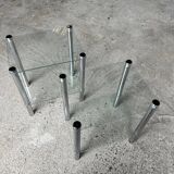 2 vintage 1980 rectangular sofa ends 2 translucent trays round tube