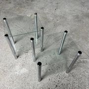 2 vintage 1980 rectangular sofa ends 2 translucent trays round tube