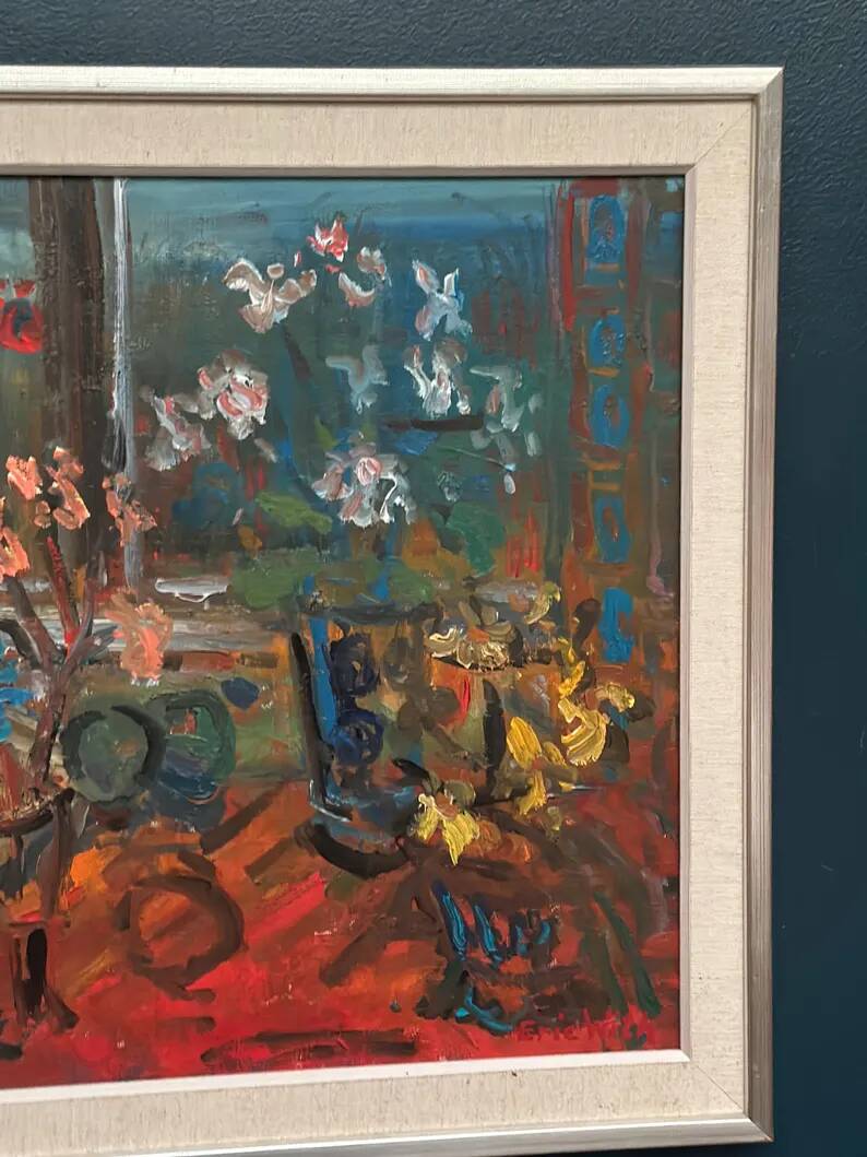 Original Swedish Oil on Canvas 'Still Life with Flowers' by Eric With