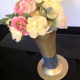Blue and gold tulip vase in enamelled art deco style / 30s-40s