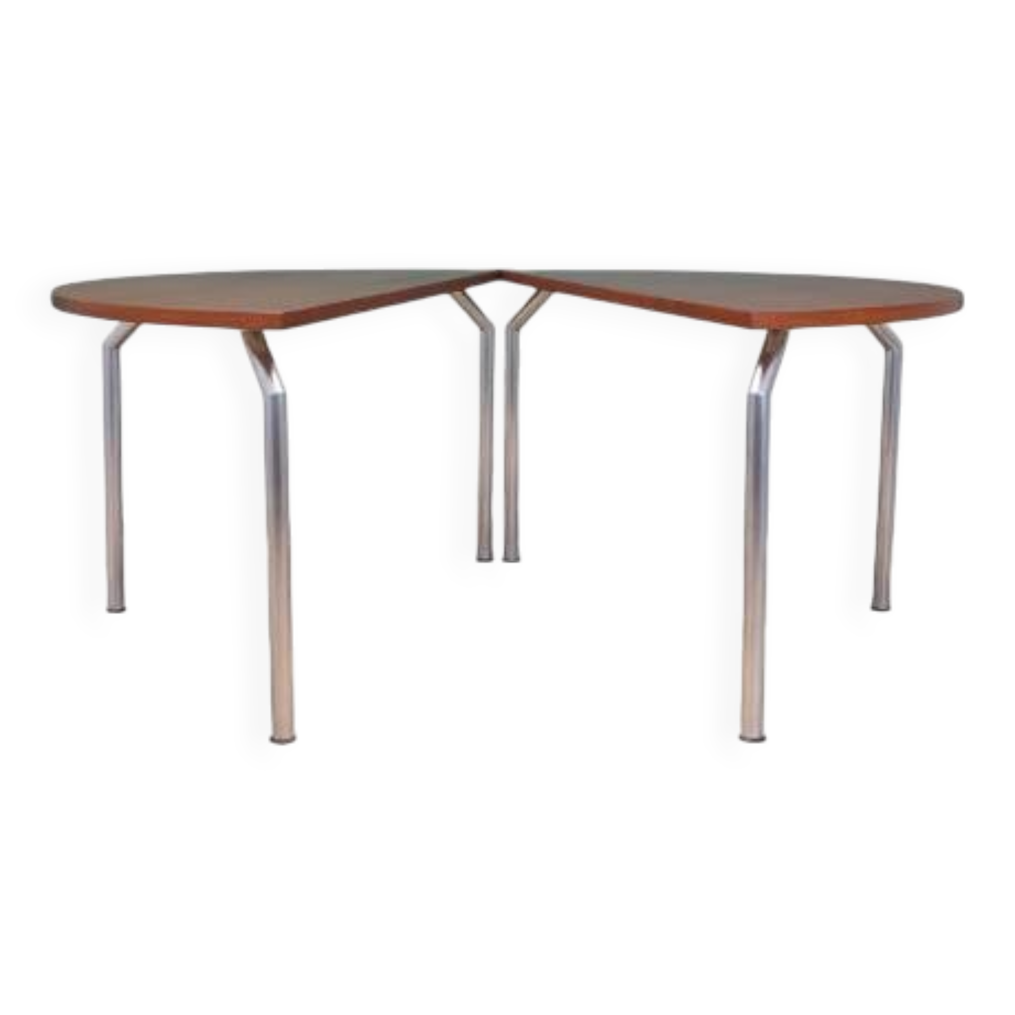 Table demi-ronde en teck, design danois, années 1970, fabricant : Bent Krogh
