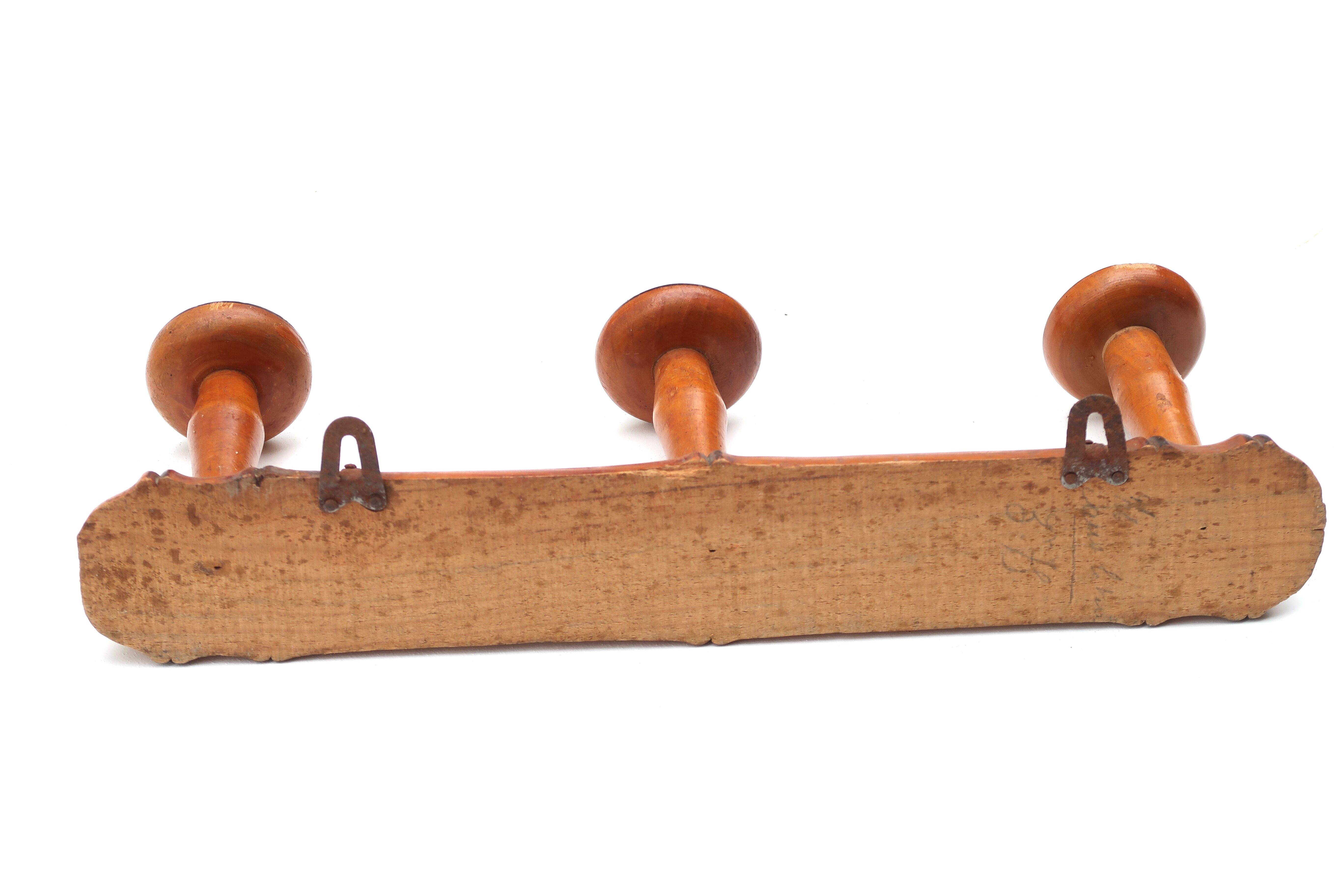 Turned wooden coat rack, 30s