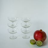 set of 6 engraved crystal champagne glasses 1950 8 X 9.5 cm