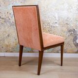 Spanish Chair in Walnut with Velvet Pink Seat, 1940s