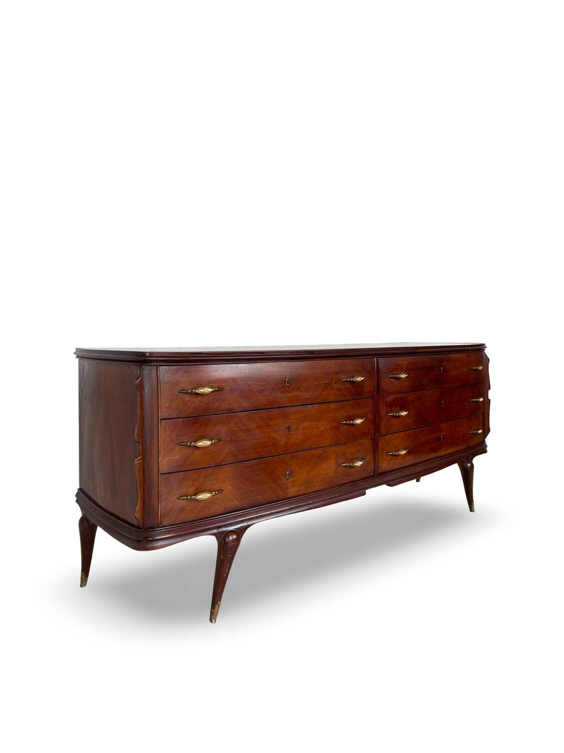 Commode en placage de palissandre avec plateau en onyx vert