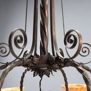 Antique Art Nouveau metal chandelier with 6 lights, Italy, 20th century.