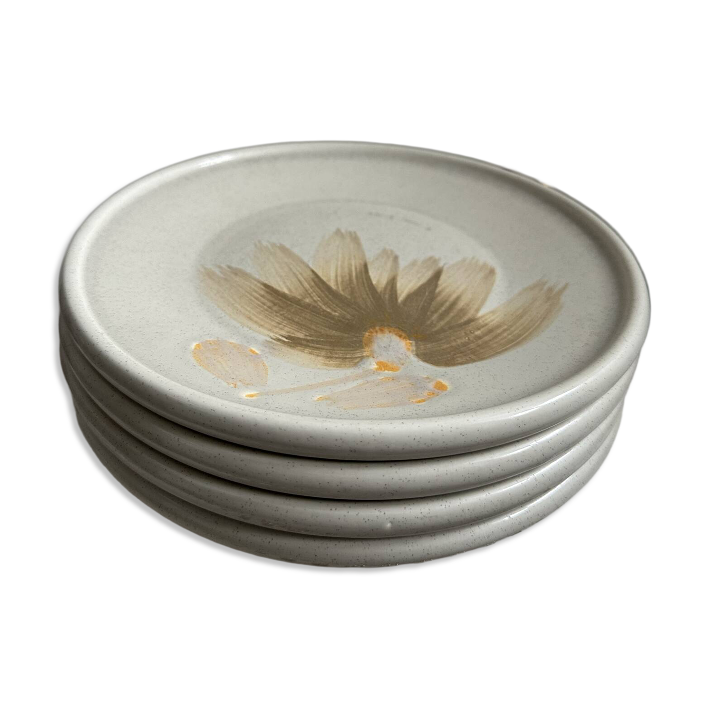 Ensemble de 4 assiettes en céramique vintage par Sarreguemines années 1970 florales