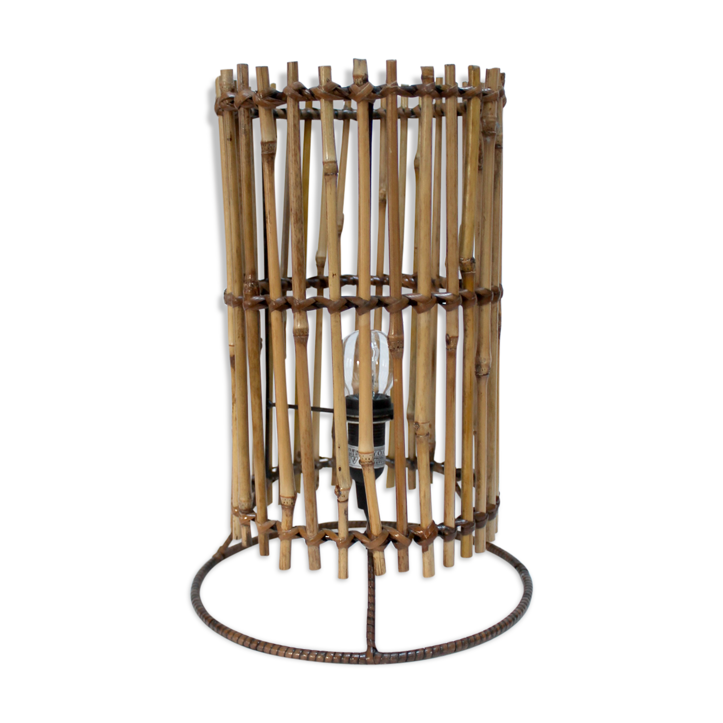 Wicker and bamboo lamp 60s