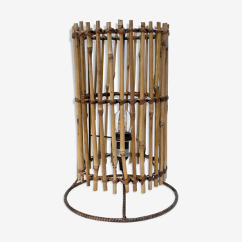 Wicker and bamboo lamp 60s