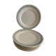 8 flat plates in opaque porcelain from Gien Terre de Fer, model Lauriers, XXth