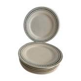 8 flat plates in opaque porcelain from Gien Terre de Fer, model Lauriers, XXth
