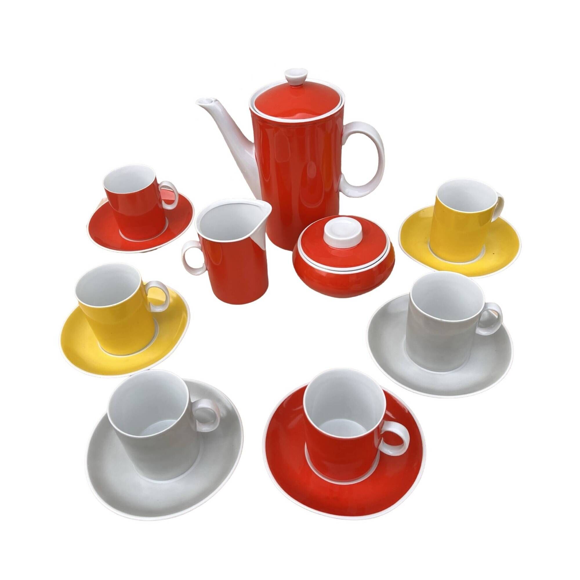 Coffee service for 6 people, milo designed by a. sadulski, karolina table porcelain plant, poland, 1