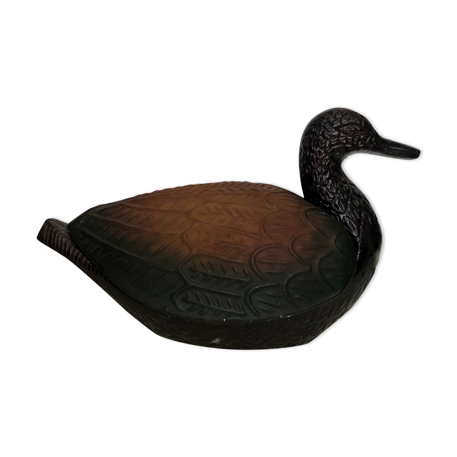 Lampe veilleuse canard en verre coloré