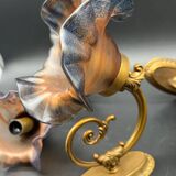 Set of 3 Glass Paste and Brass Wall Lights Signed Vianne Art Nouveau