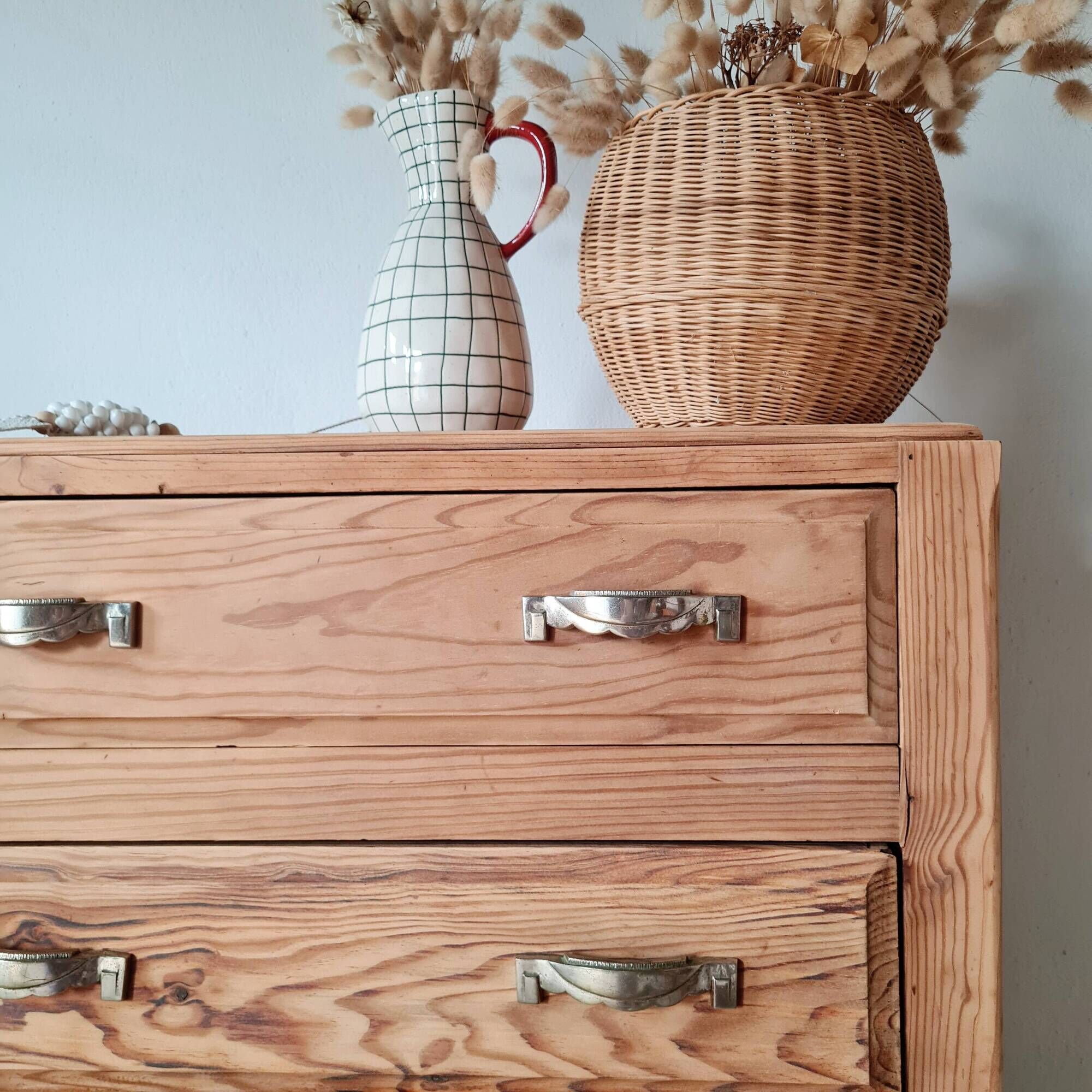 Antique pine chest of drawers, 3 drawers, raw wood