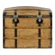 Wooden transport trunk with steel reinforcements