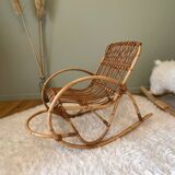 Vintage rattan rocking chair for children