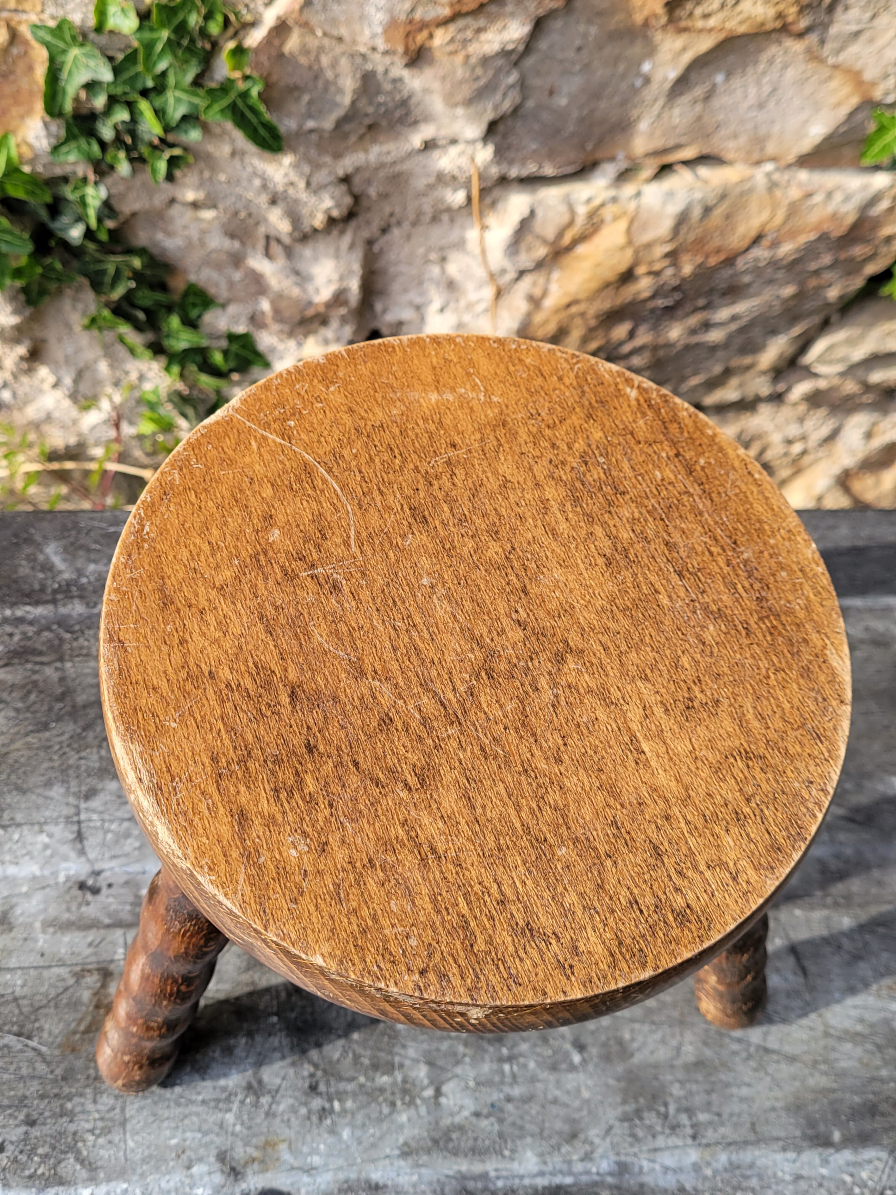 Turned wooden stool