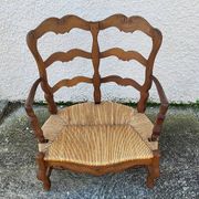 Provencal double armchair with woven rush in walnut
