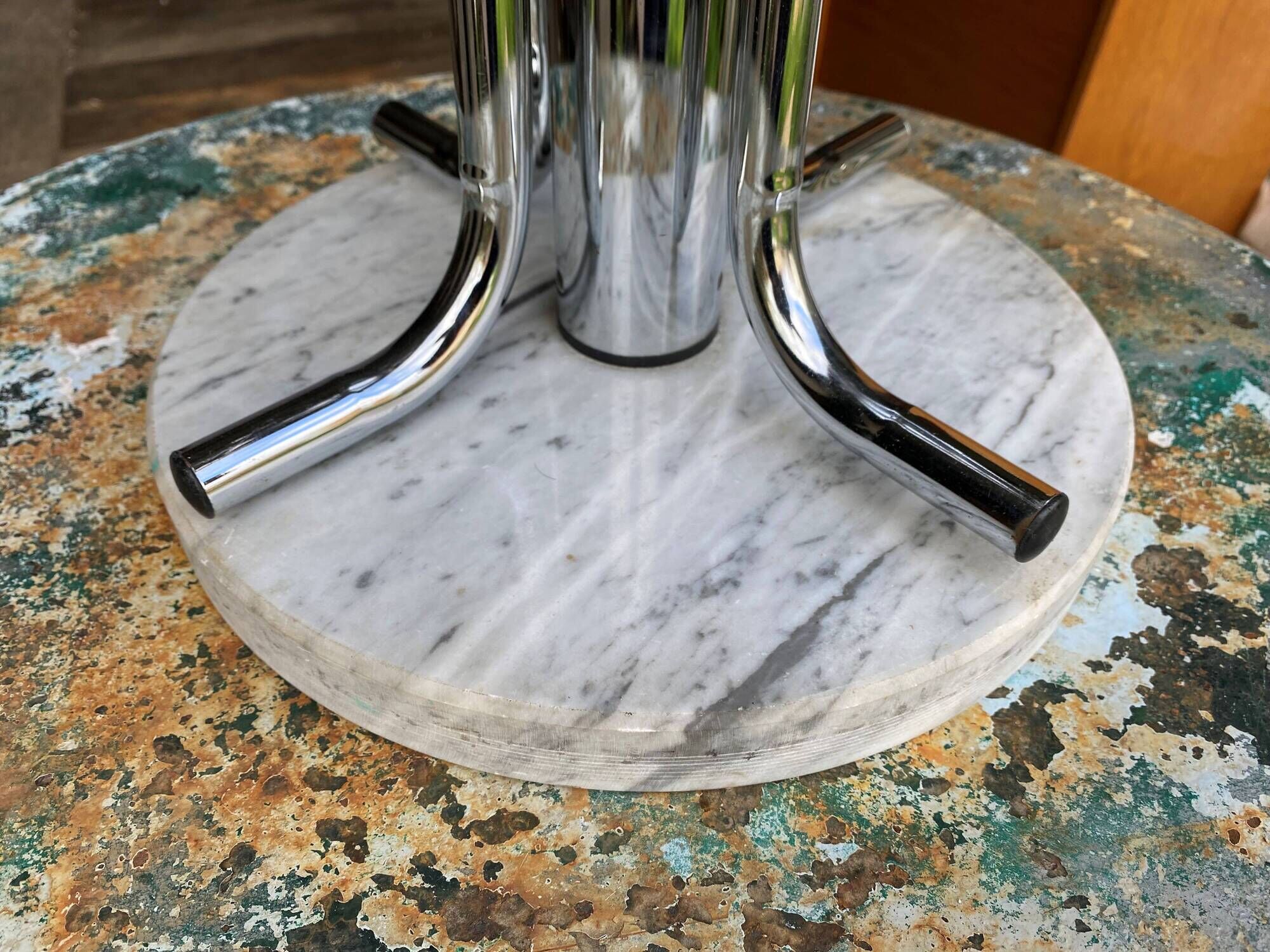 Chromed metal coat rack with vintage marble base, 1970
