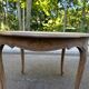 Round extendable dining table Louis XV stripped in solid oak 1950