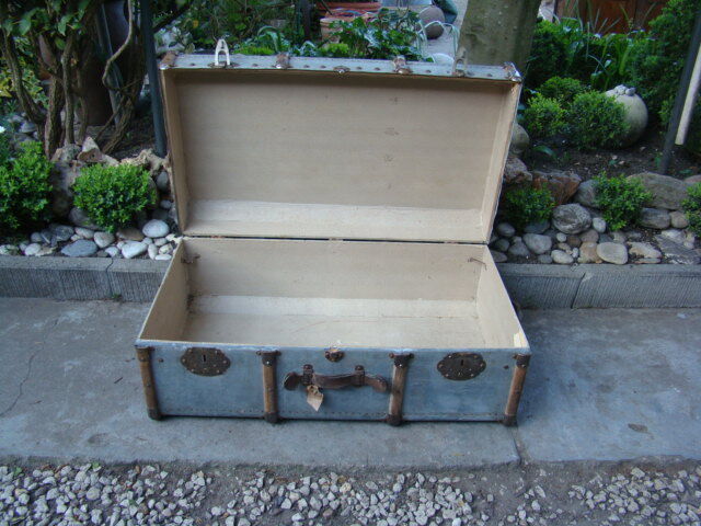 Old wooden travel trunk