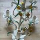 Lustre vintage tôle peinte à fleurs