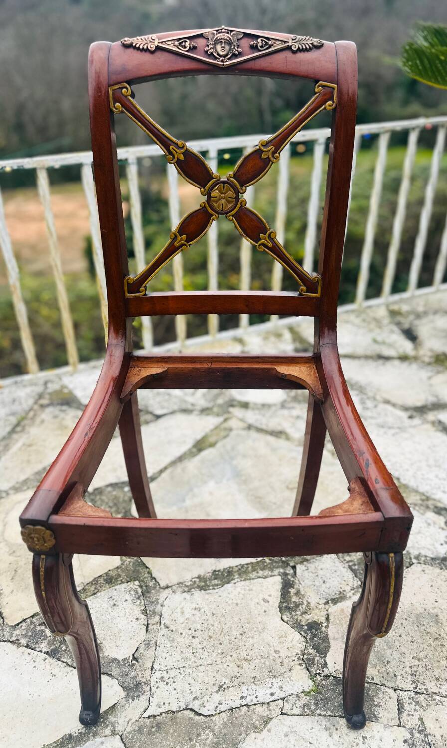 Solid mahogany chair, Restoration period, 19th century
