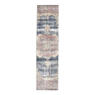 Pale blue vintage runner rug 89x349cm